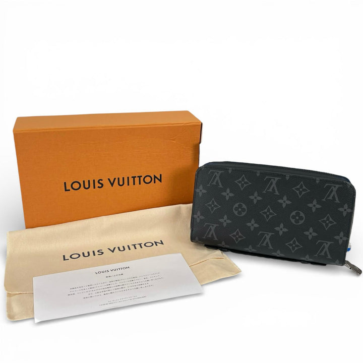 Excellent LOUIS VUITTON Purse Zippy XL Organizer Monogram Eclipse mens M61698