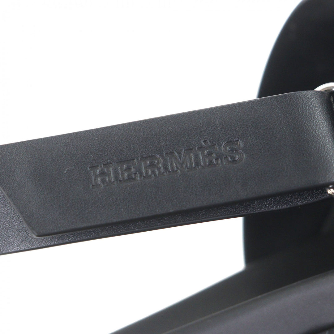 Great HERMES Sandals Electric Logo-engraved strap black leather mens 44