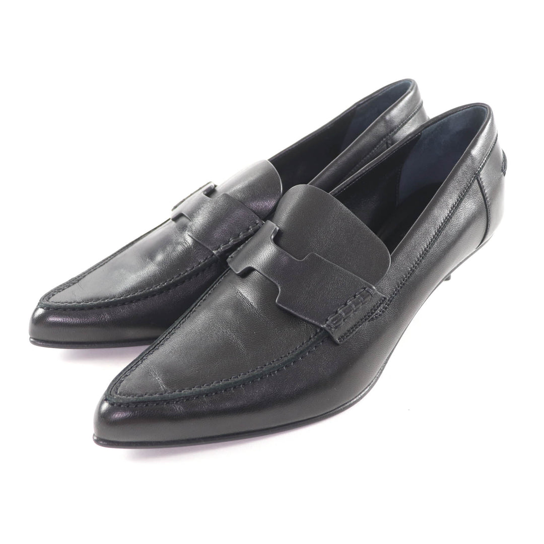 Great HERMES pumps Glorious H motif pointed toe leather black leather Women 38