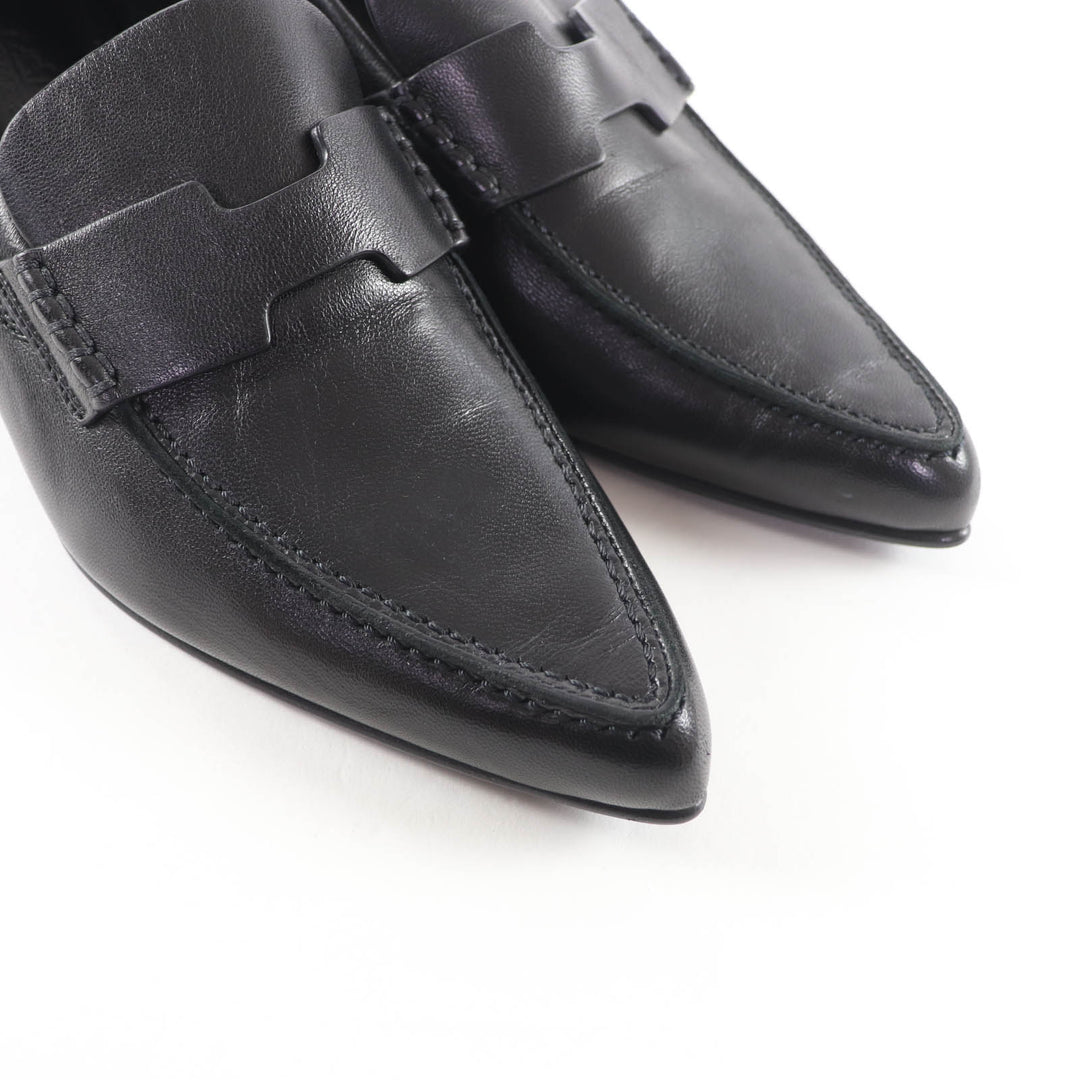 Great HERMES pumps Glorious H motif pointed toe leather black leather Women 38