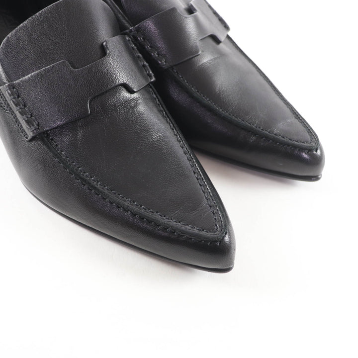Great HERMES pumps Glorious H motif pointed toe leather black leather Women 38