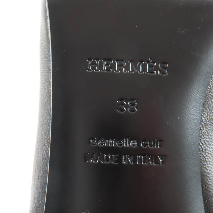 Great HERMES pumps Glorious H motif pointed toe leather black leather Women 38