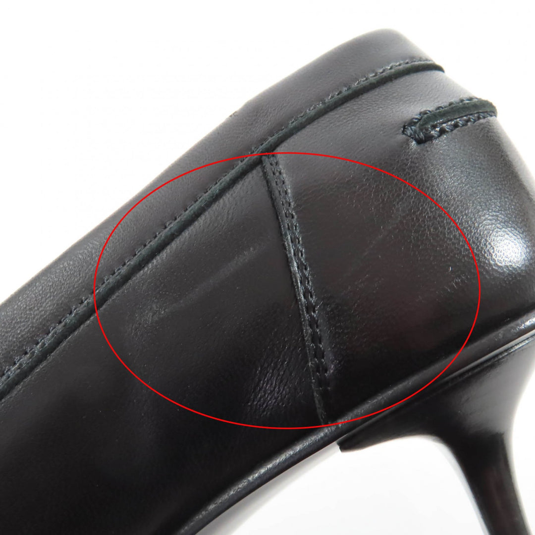 Great HERMES pumps Glorious H motif pointed toe leather black leather Women 38