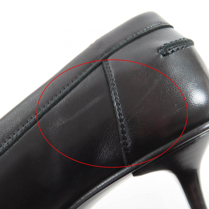 Great HERMES pumps Glorious H motif pointed toe leather black leather Women 38