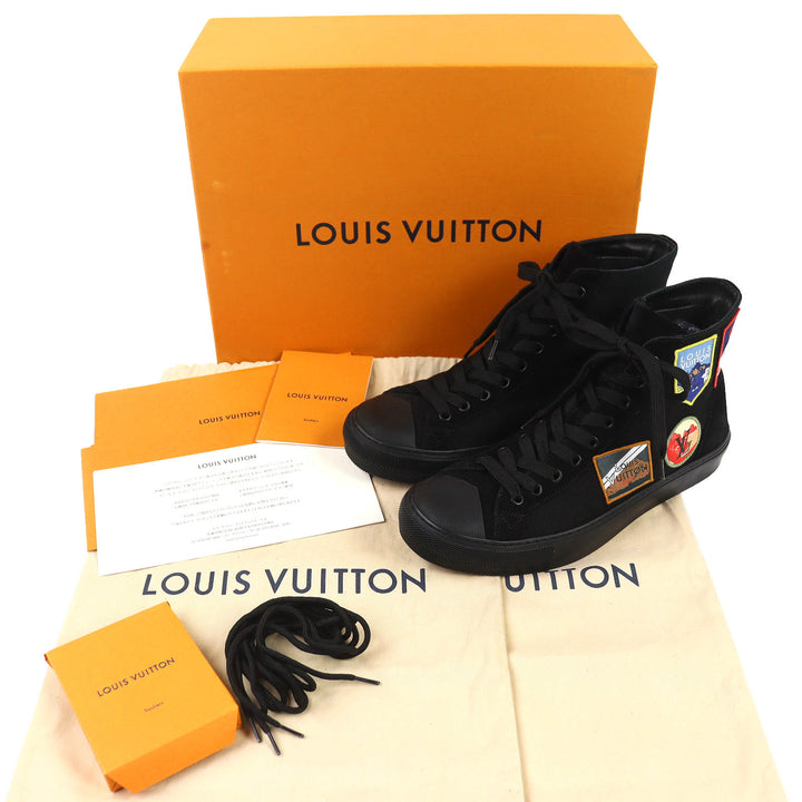Excellent LOUIS VUITTON High cut sneakers Tattoo line Alps emblem black canvas 7