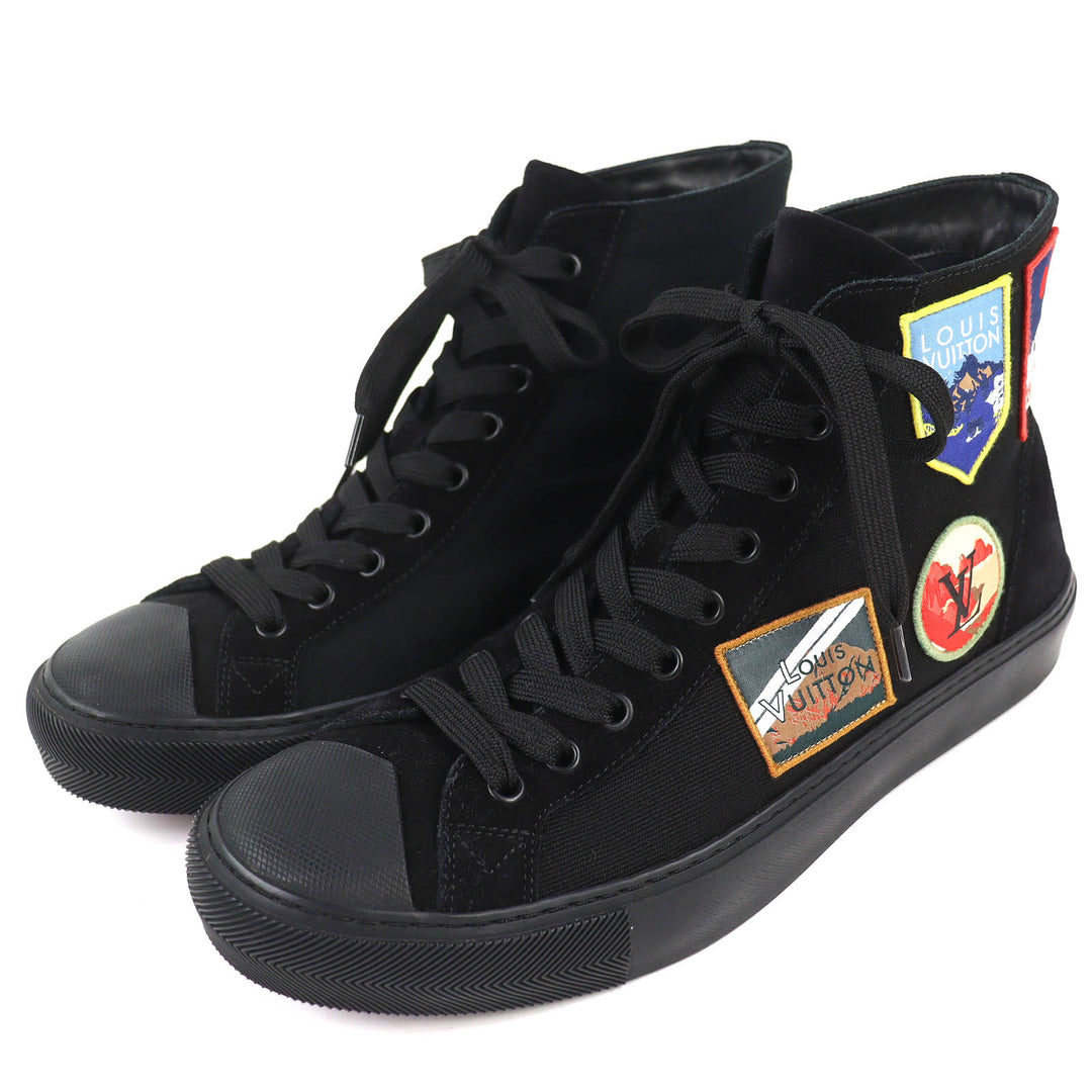 Excellent LOUIS VUITTON High cut sneakers Tattoo line Alps emblem black canvas 7