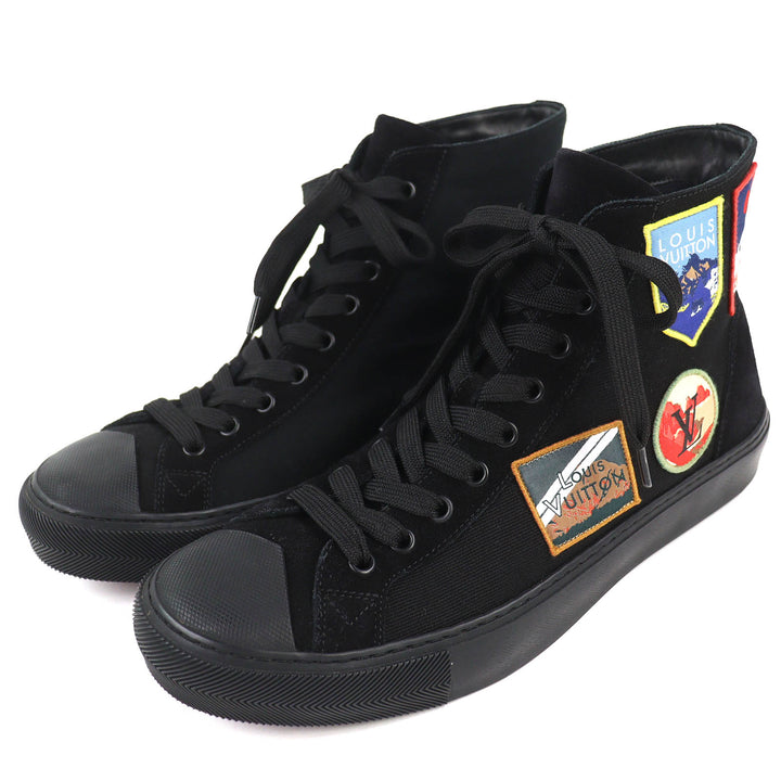 Excellent LOUIS VUITTON High cut sneakers Tattoo line Alps emblem black canvas 7