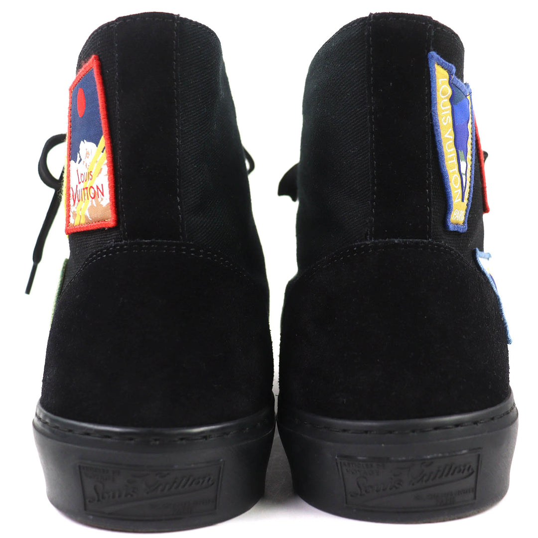 Excellent LOUIS VUITTON High cut sneakers Tattoo line Alps emblem black canvas 7