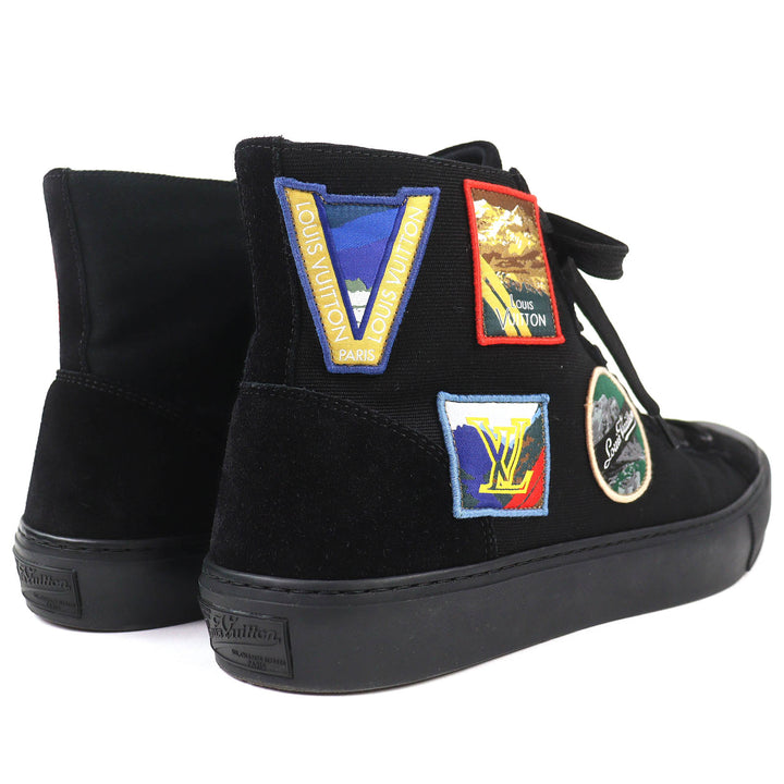 Excellent LOUIS VUITTON High cut sneakers Tattoo line Alps emblem black canvas 7
