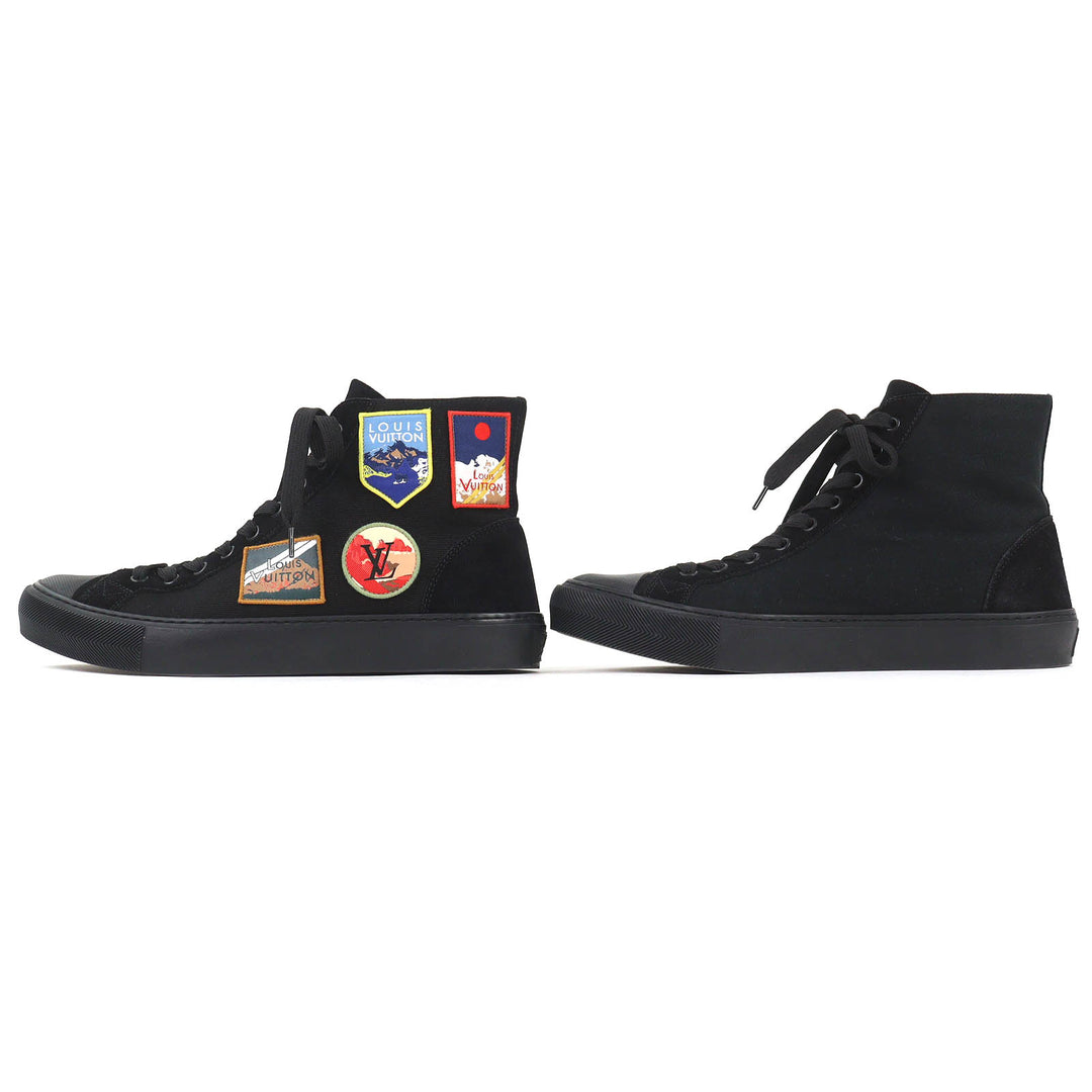 Excellent LOUIS VUITTON High cut sneakers Tattoo line Alps emblem black canvas 7