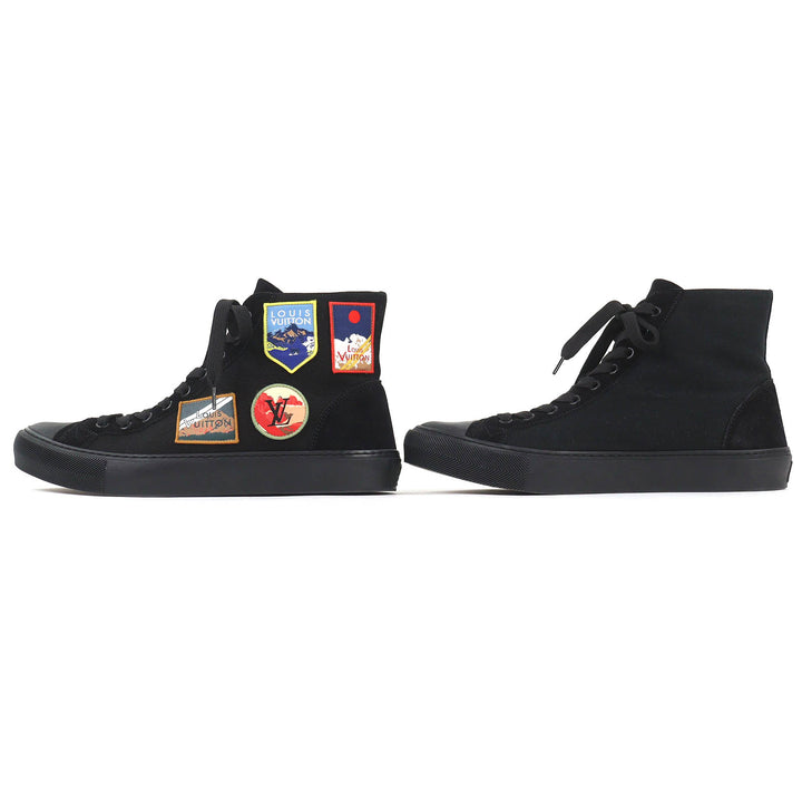 Excellent LOUIS VUITTON High cut sneakers Tattoo line Alps emblem black canvas 7