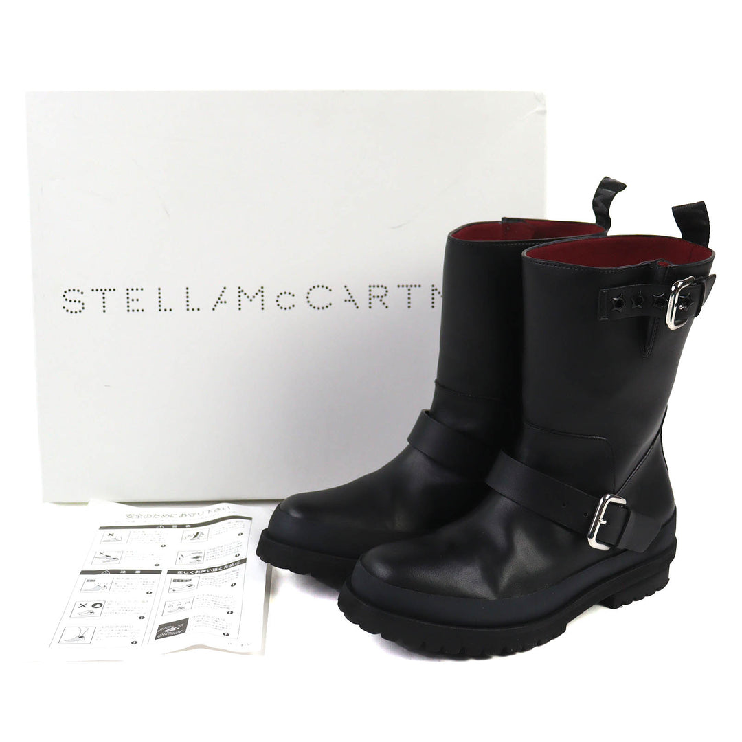 Great Stella McCartney Trace buckle strap biker boots Logo VEGEA Leather 36