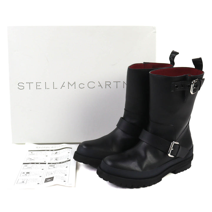 Great Stella McCartney Trace buckle strap biker boots Logo VEGEA Leather 36