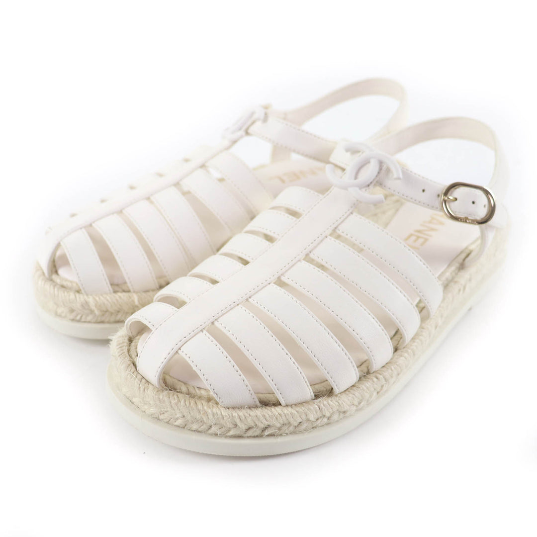 Great CHANEL COCO Mark Espadrilles Leather Gurkha Sandals leather 36 G45425