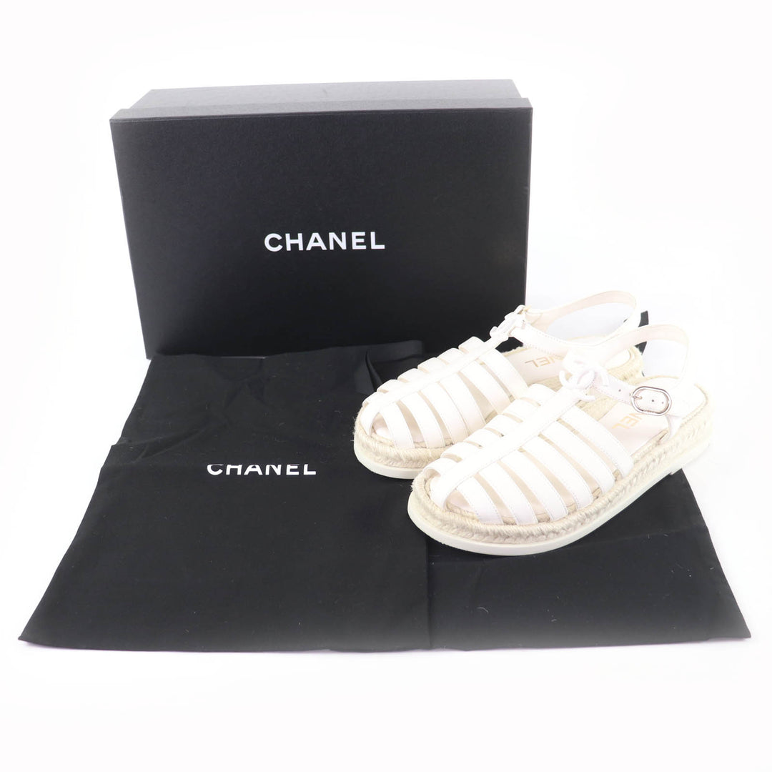 Great CHANEL COCO Mark Espadrilles Leather Gurkha Sandals leather 36 G45425