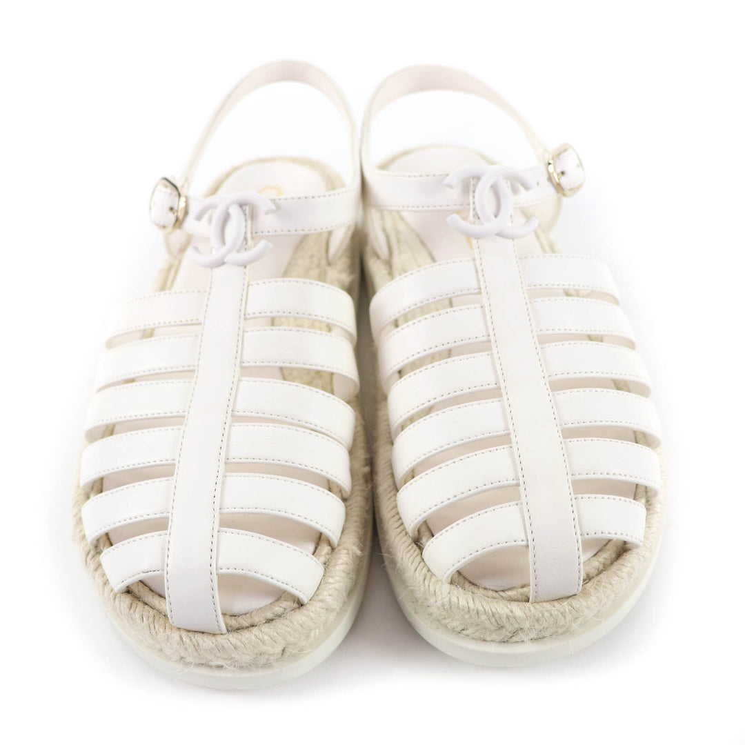 Great CHANEL COCO Mark Espadrilles Leather Gurkha Sandals leather 36 G45425