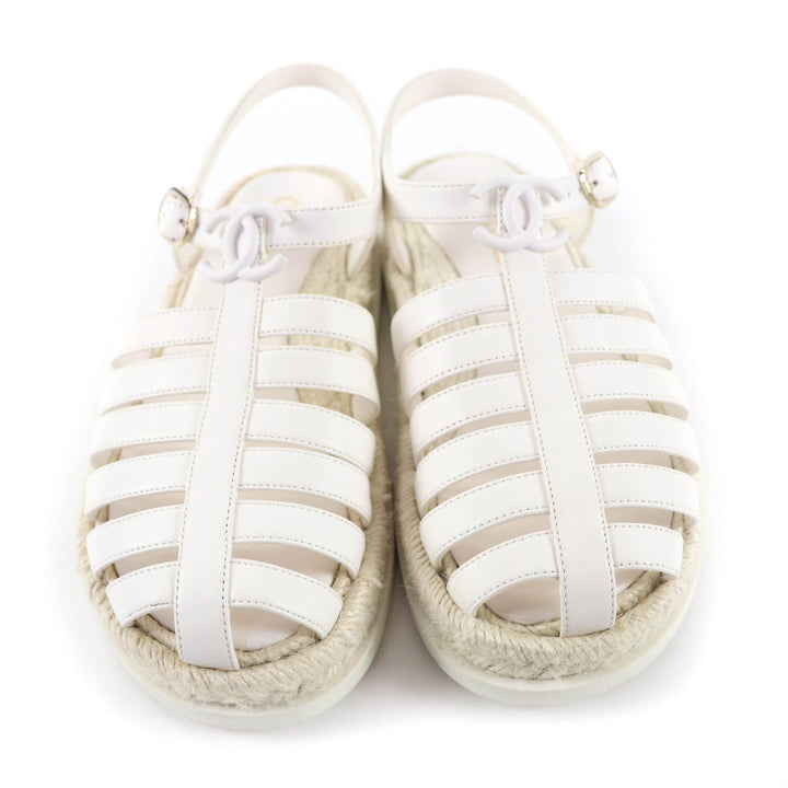 Great CHANEL COCO Mark Espadrilles Leather Gurkha Sandals leather 36 G45425
