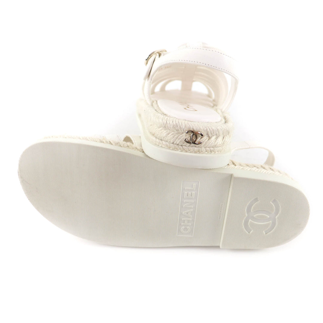 Great CHANEL COCO Mark Espadrilles Leather Gurkha Sandals leather 36 G45425
