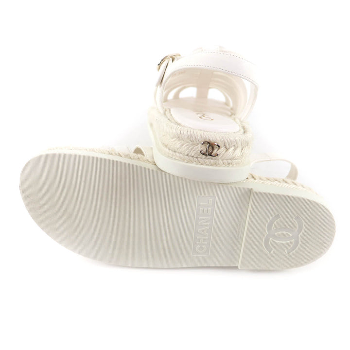 Great CHANEL COCO Mark Espadrilles Leather Gurkha Sandals leather 36 G45425