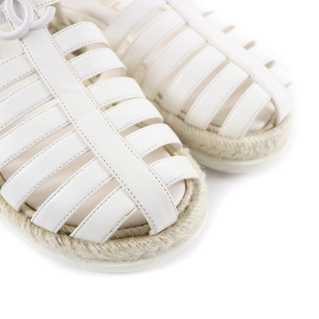 Great CHANEL COCO Mark Espadrilles Leather Gurkha Sandals leather 36 G45425