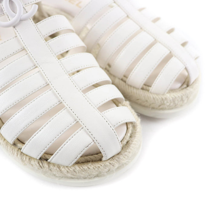 Great CHANEL COCO Mark Espadrilles Leather Gurkha Sandals leather 36 G45425