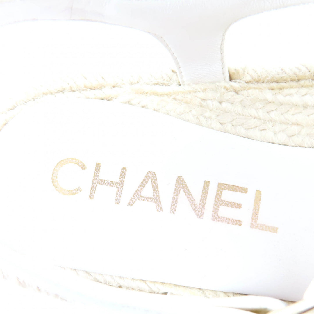 Great CHANEL COCO Mark Espadrilles Leather Gurkha Sandals leather 36 G45425
