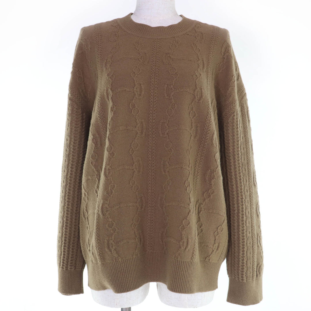 Pristine HERMES knit Chaine d'Ancre Long Sleeve Brown Virgin wool Women 38
