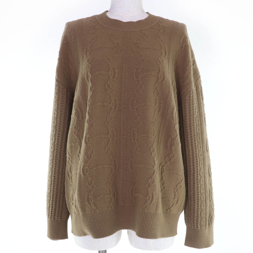 Pristine HERMES knit Chaine d'Ancre Long Sleeve Brown Virgin wool