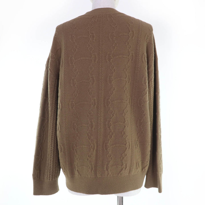 Pristine HERMES knit Chaine d'Ancre Long Sleeve Brown Virgin wool Women 38