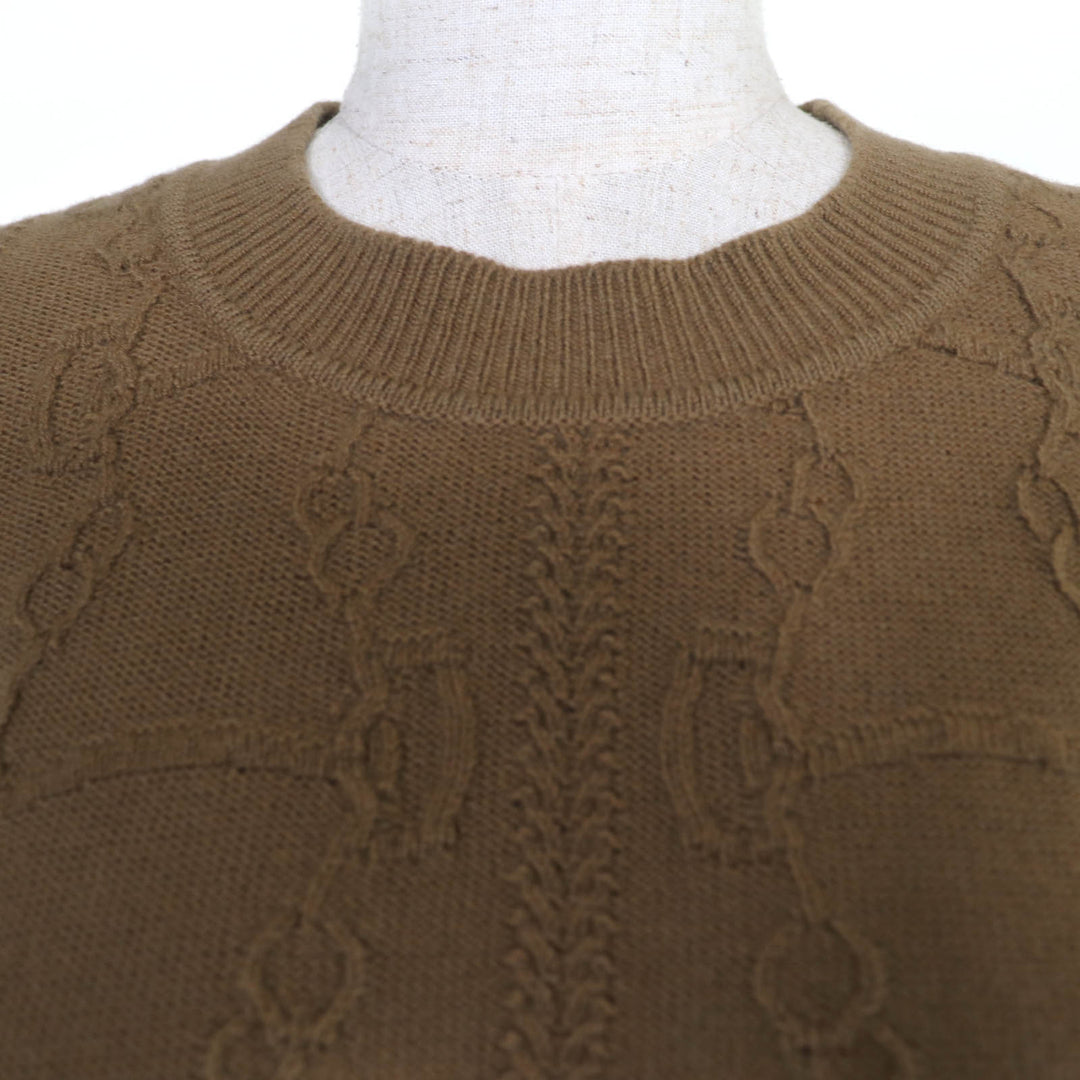 Pristine HERMES knit Chaine d'Ancre Long Sleeve Brown Virgin wool Women 38