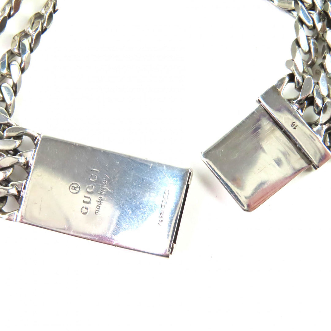 Great GUCCI bracelet ghost Skull GGPattern Triple Chain Silver SV925 Women