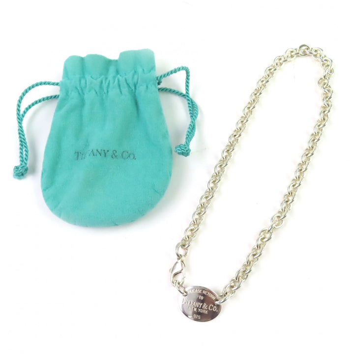 Great TIFFANY&Co. Necklace Oval tag Necklace Silver 925 Women