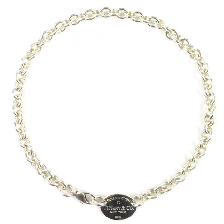 Great TIFFANY&Co. Necklace Oval tag Necklace Silver 925 Women