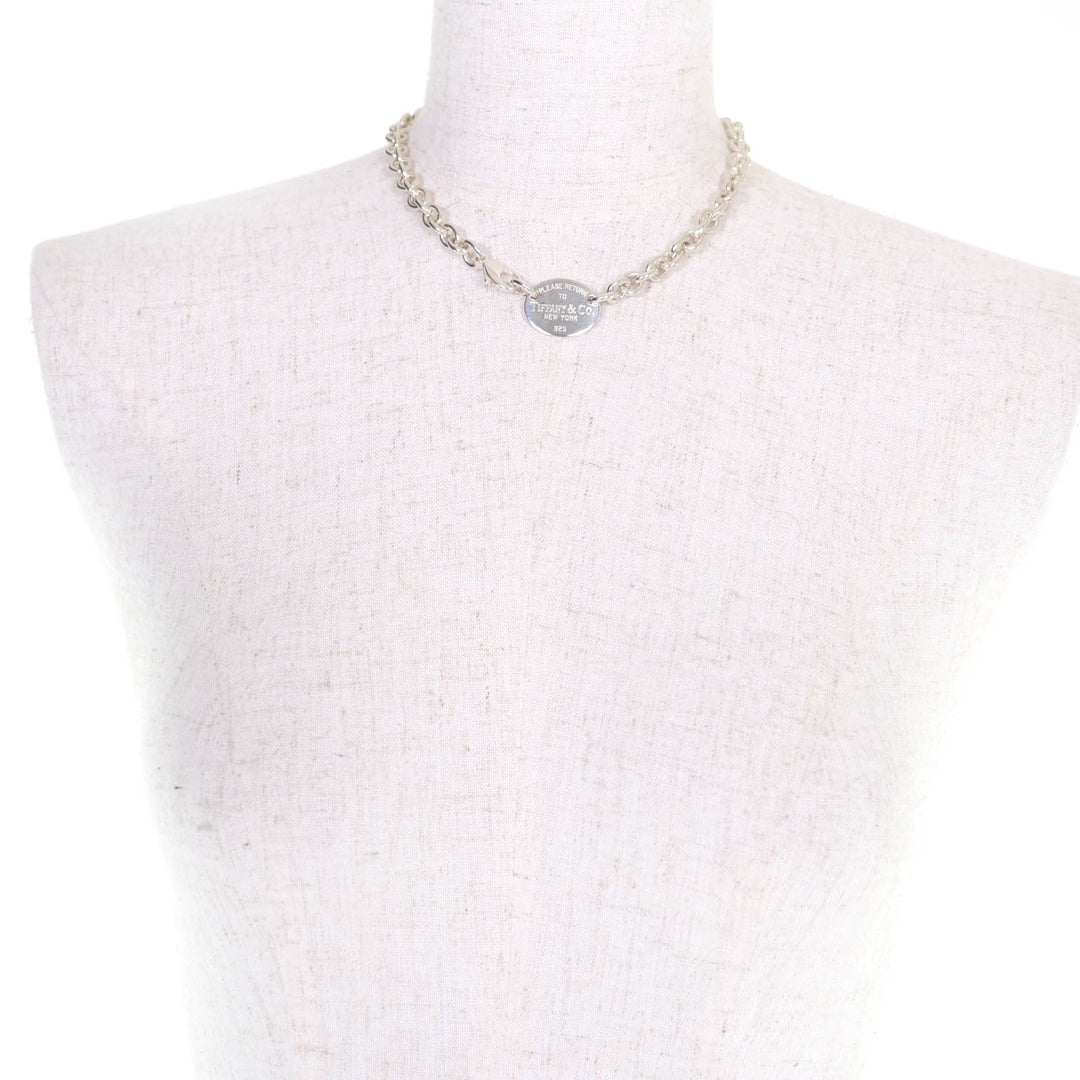 Great TIFFANY&Co. Necklace Oval tag Necklace Silver 925 Women