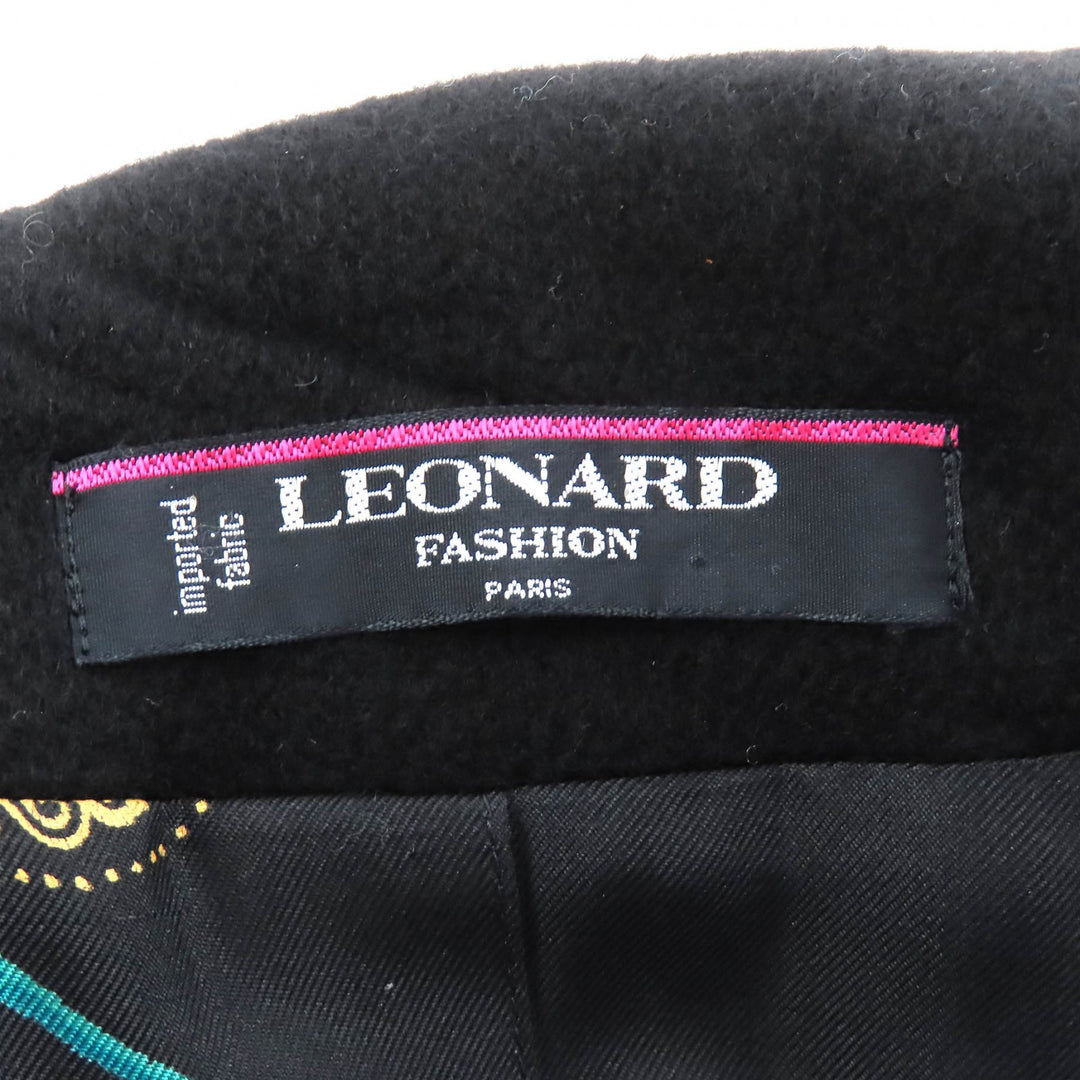 Excellent LEONARD FASHION coat All-over lining design, logo button, cashmere