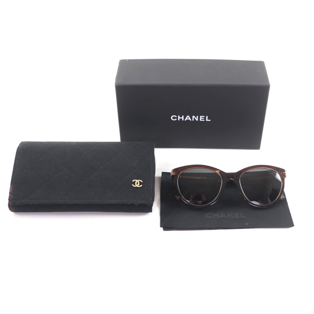 Great CHANEL sunglasses COCO Mark logo included Clear brown Women 5523-U