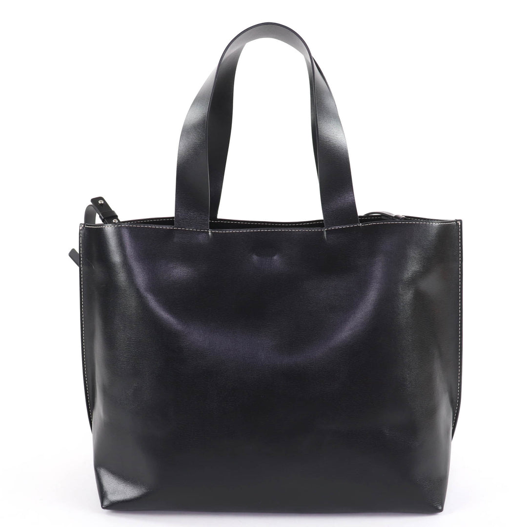 Great GANNI Banner Tote Bag Large Logo Design 2-Way Shoulder Bag Handbag leather