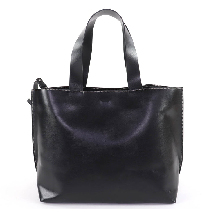 Great GANNI Banner Tote Bag Large Logo Design 2-Way Shoulder Bag Handbag leather
