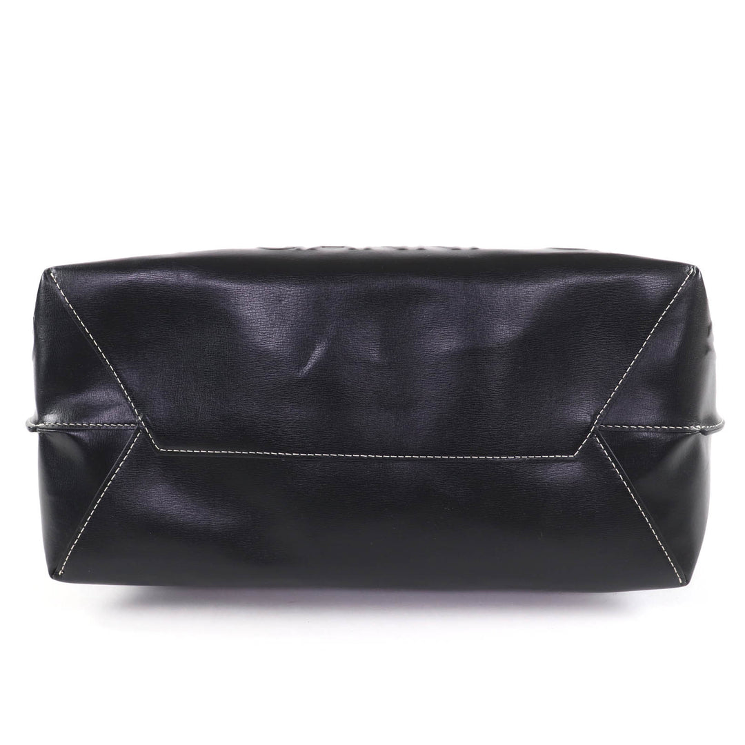 Great GANNI Banner Tote Bag Large Logo Design 2-Way Shoulder Bag Handbag leather