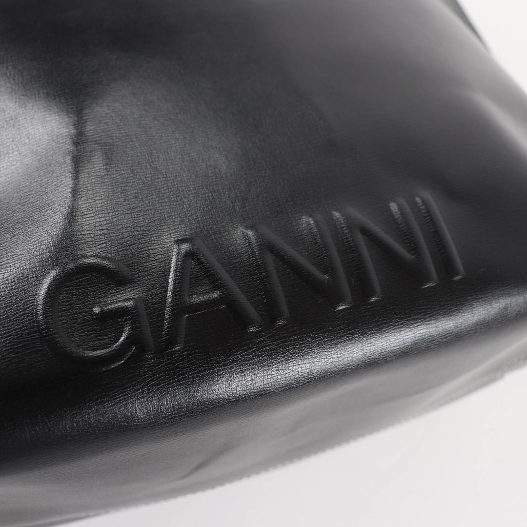 Great GANNI Banner Tote Bag Large Logo Design 2-Way Shoulder Bag Handbag leather