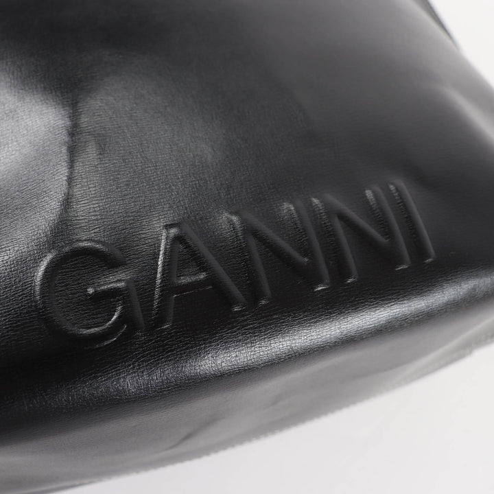 Great GANNI Banner Tote Bag Large Logo Design 2-Way Shoulder Bag Handbag leather