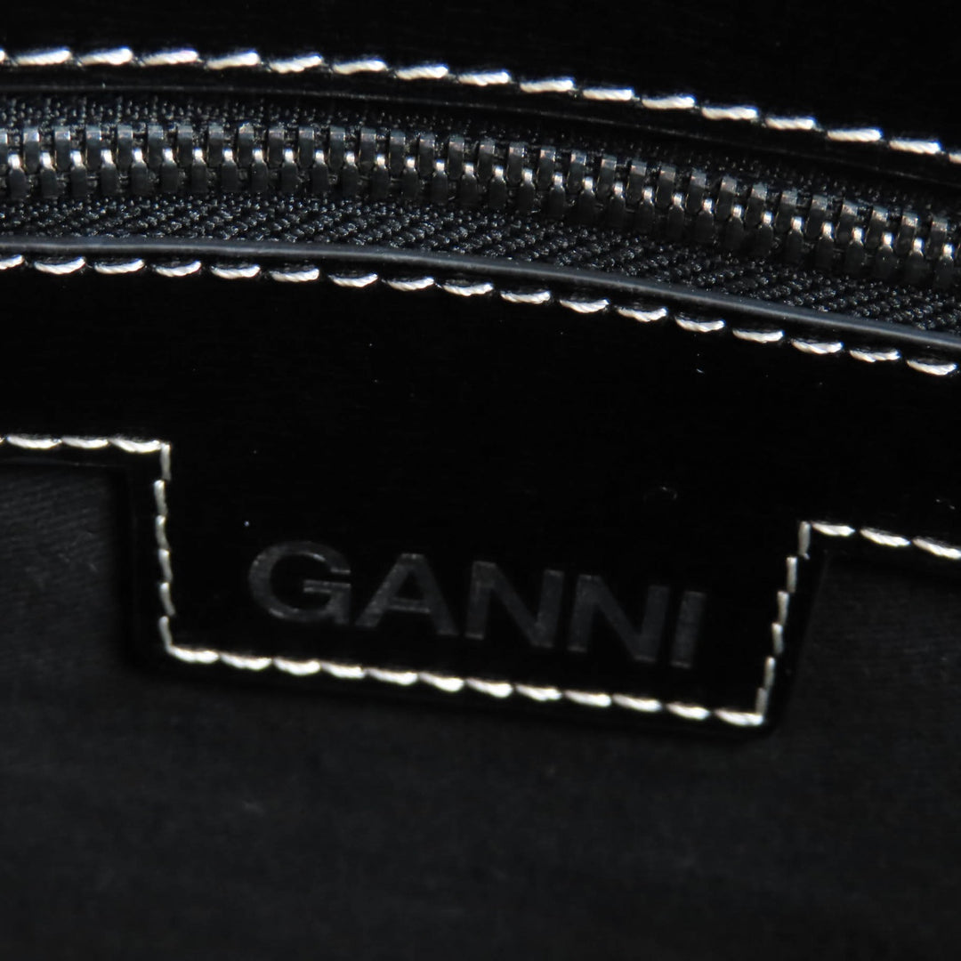 Great GANNI Banner Tote Bag Large Logo Design 2-Way Shoulder Bag Handbag leather