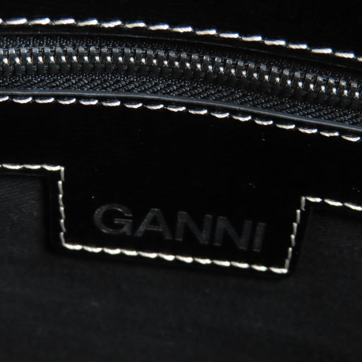 Great GANNI Banner Tote Bag Large Logo Design 2-Way Shoulder Bag Handbag leather