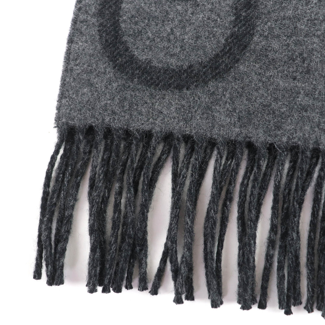 Pristine HERMES Scarf Any Mall Two-tone with logo and fringe gray cashmere mens