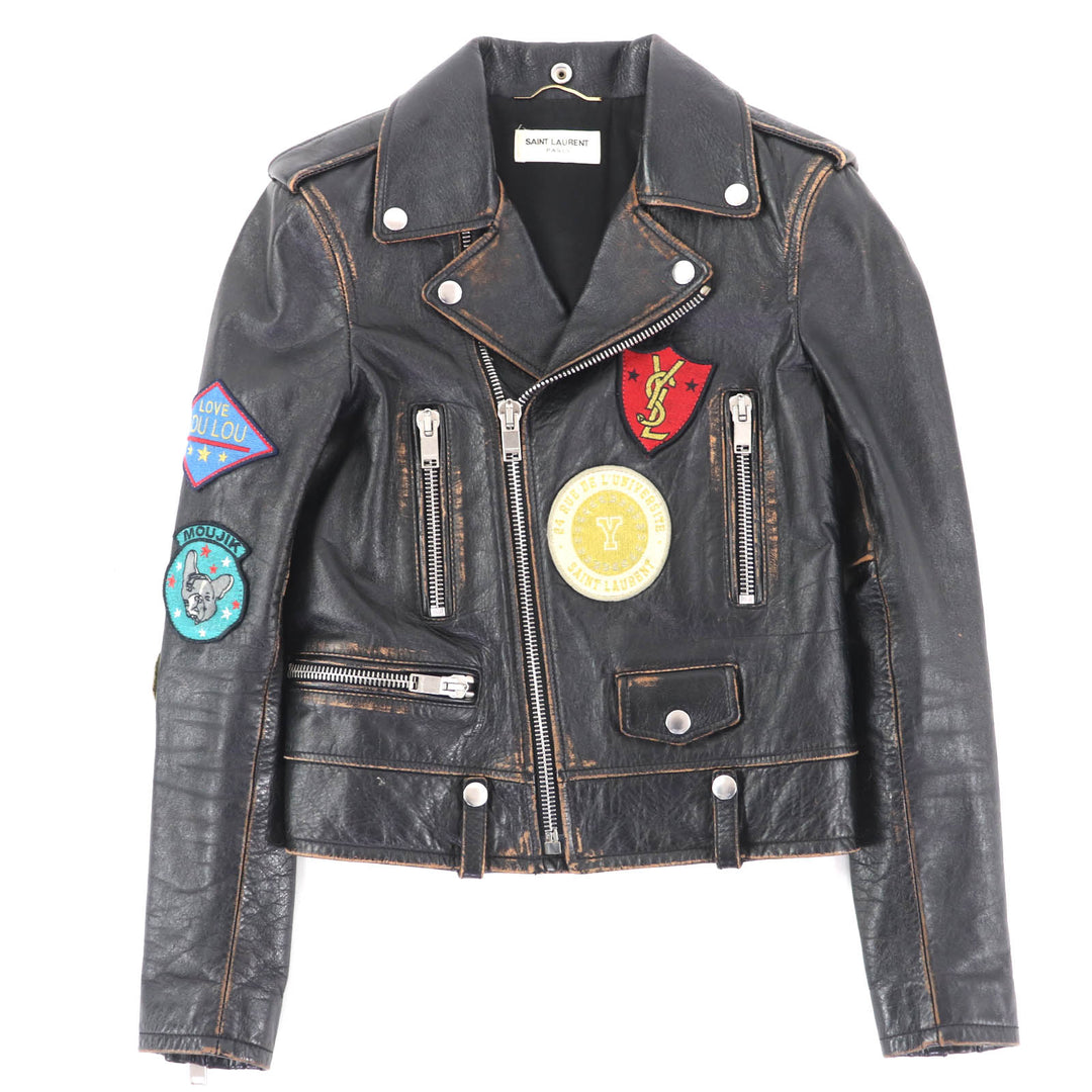 Great SAINT LAURENT PARIS Leather jacket black Cowhide Women 34 483854