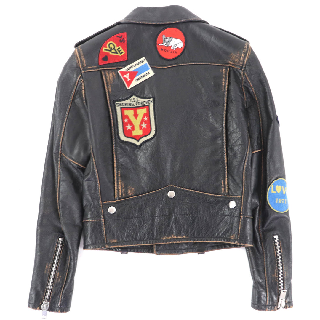 Great SAINT LAURENT PARIS Leather jacket black Cowhide Women 34 483854