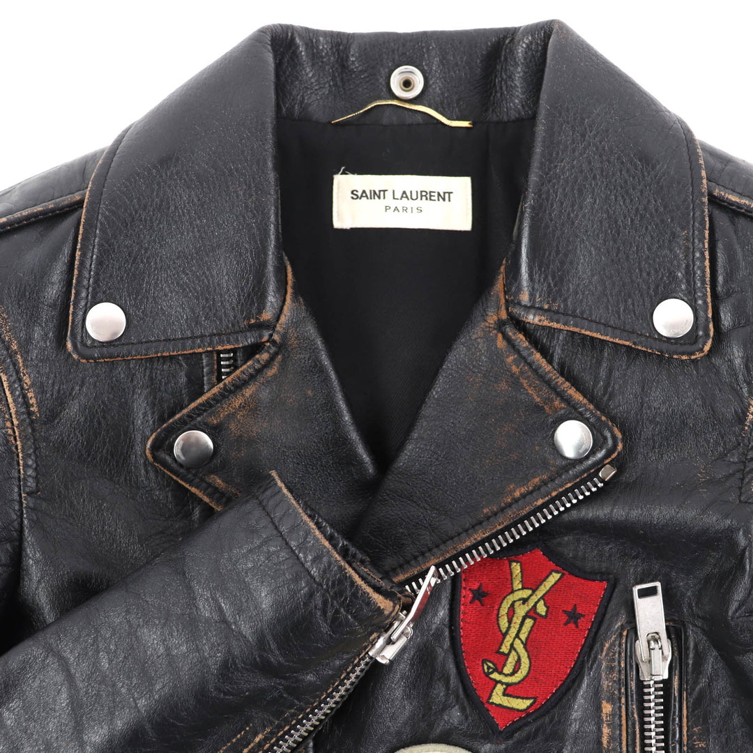Great SAINT LAURENT PARIS Leather jacket black Cowhide Women 34 483854