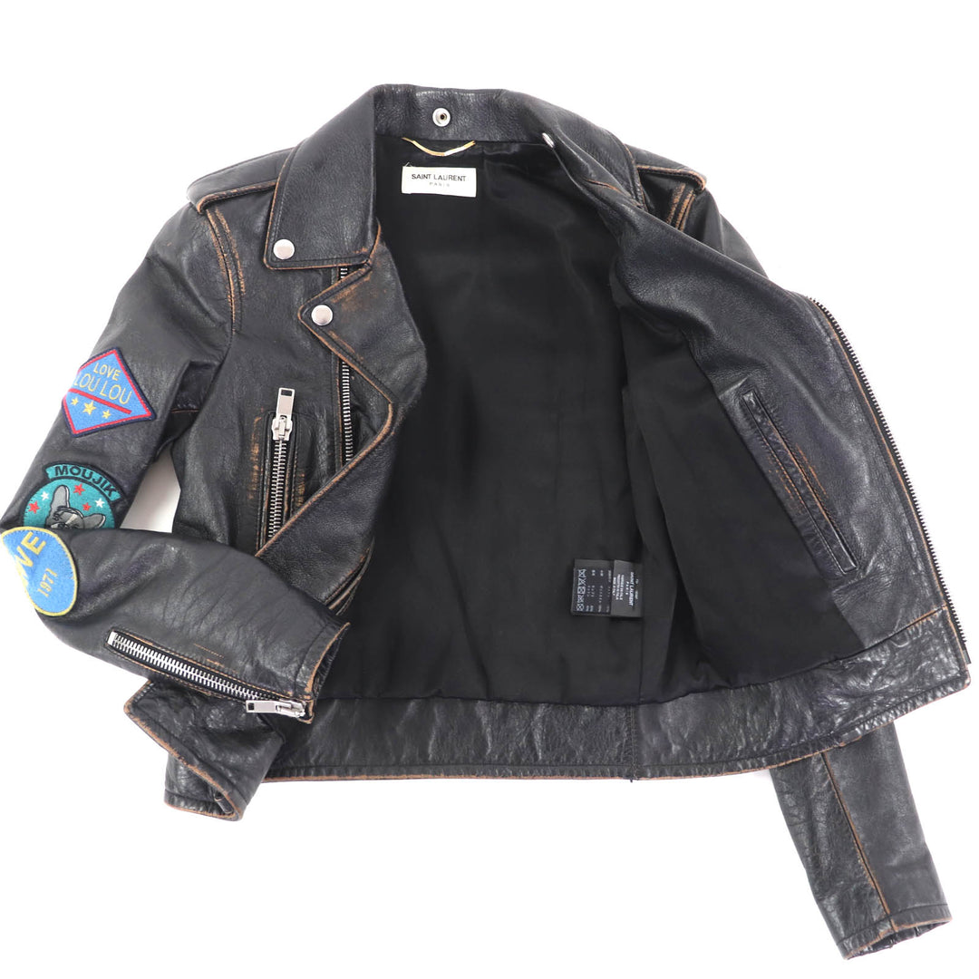 Great SAINT LAURENT PARIS Leather jacket black Cowhide Women 34 483854