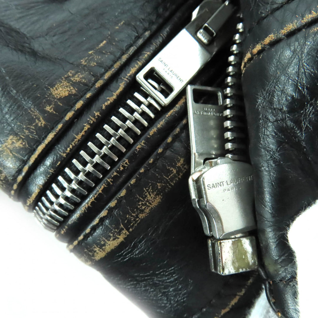 Great SAINT LAURENT PARIS Leather jacket black Cowhide Women 34 483854
