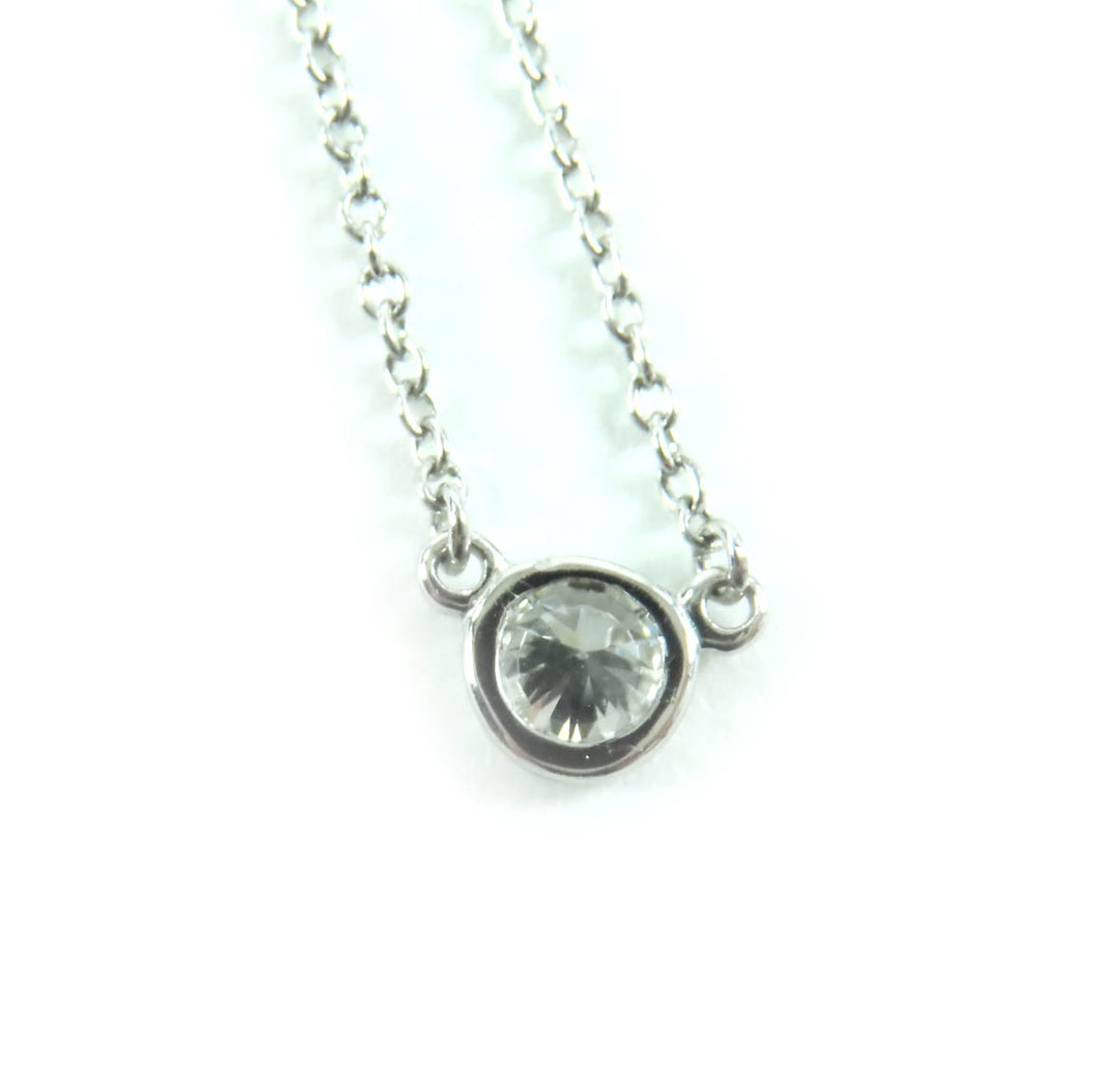 Excellent TIFFANY&Co. Necklace By the yard 0.14ct 1P diamond Silver PT950 Women